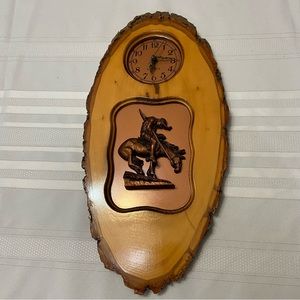 Wooden Western Decor“End of Trail” Motif Vintage Wall Clock Working Condition